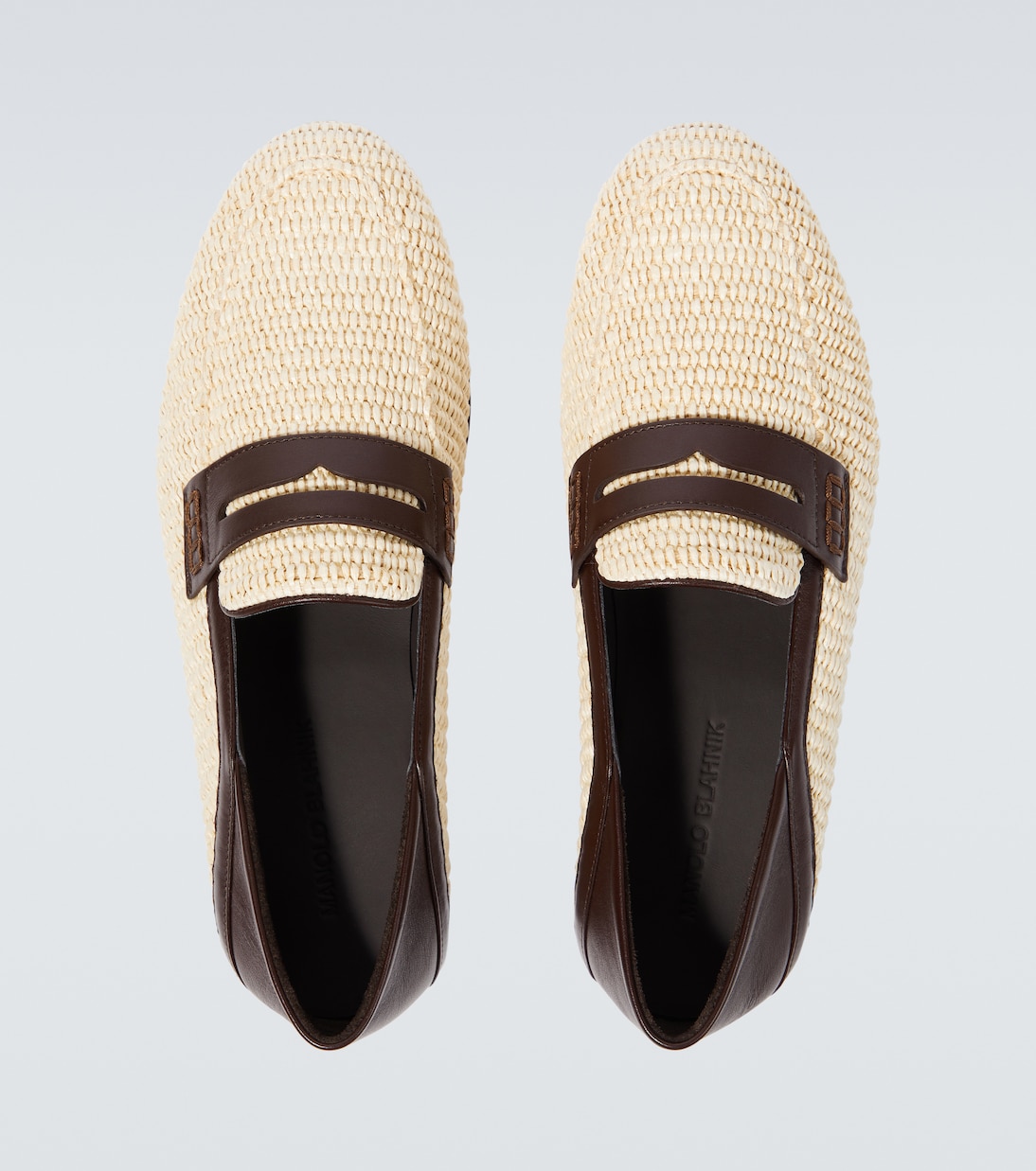Падстоу пенни-лоферы из рафии с кожаной отделкой Manolo Blahnik, 3704 Lkha — фото 4