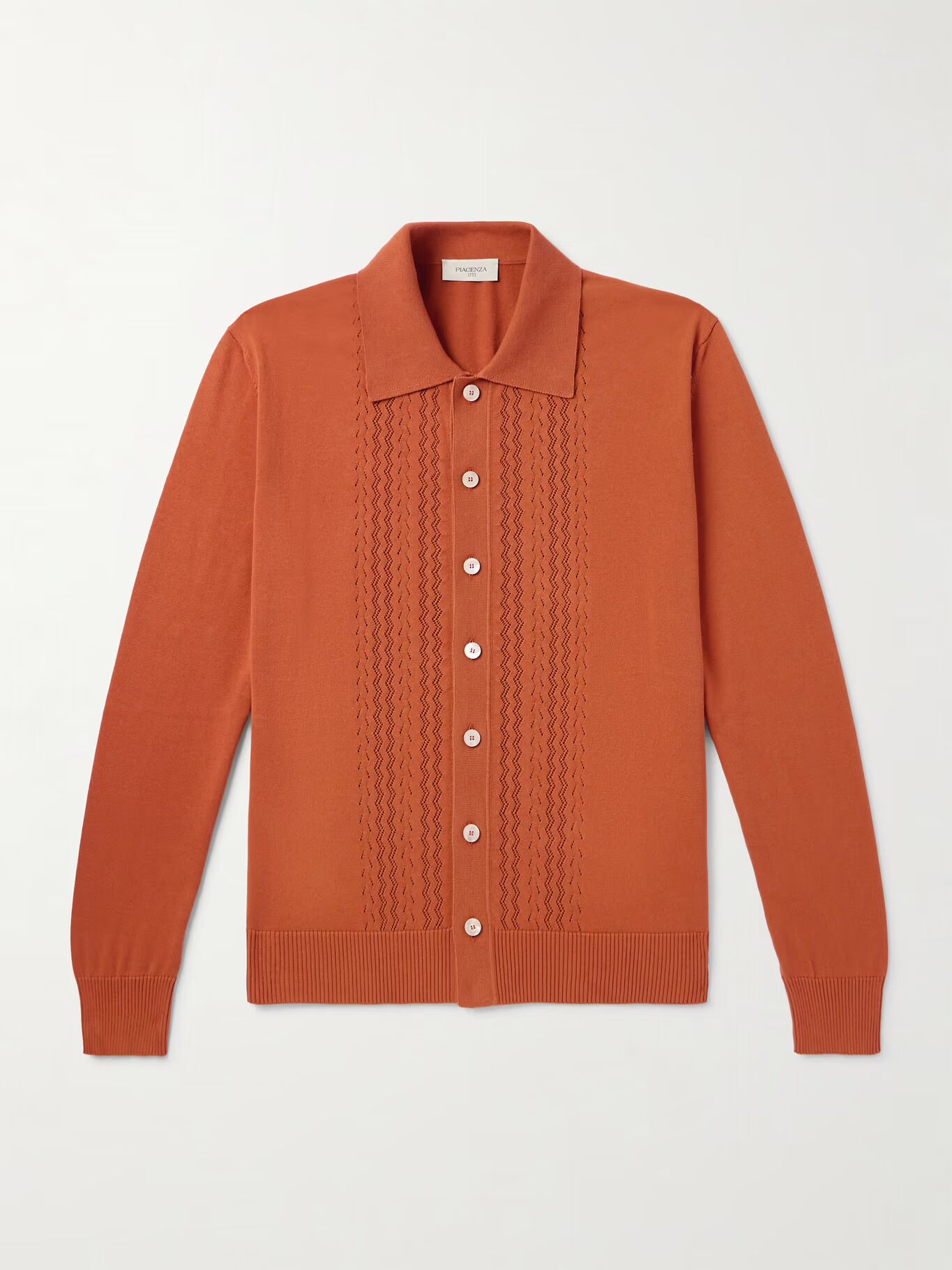 

Рубашка из хлопка ажурной вязки PIACENZA 1733, оранжевый