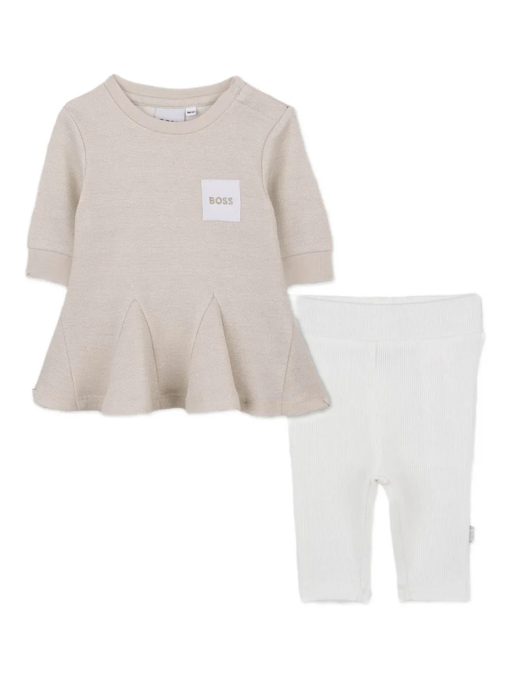 

Комплект из топа и легинсов с баской BOSS Kidswear, нейтральный