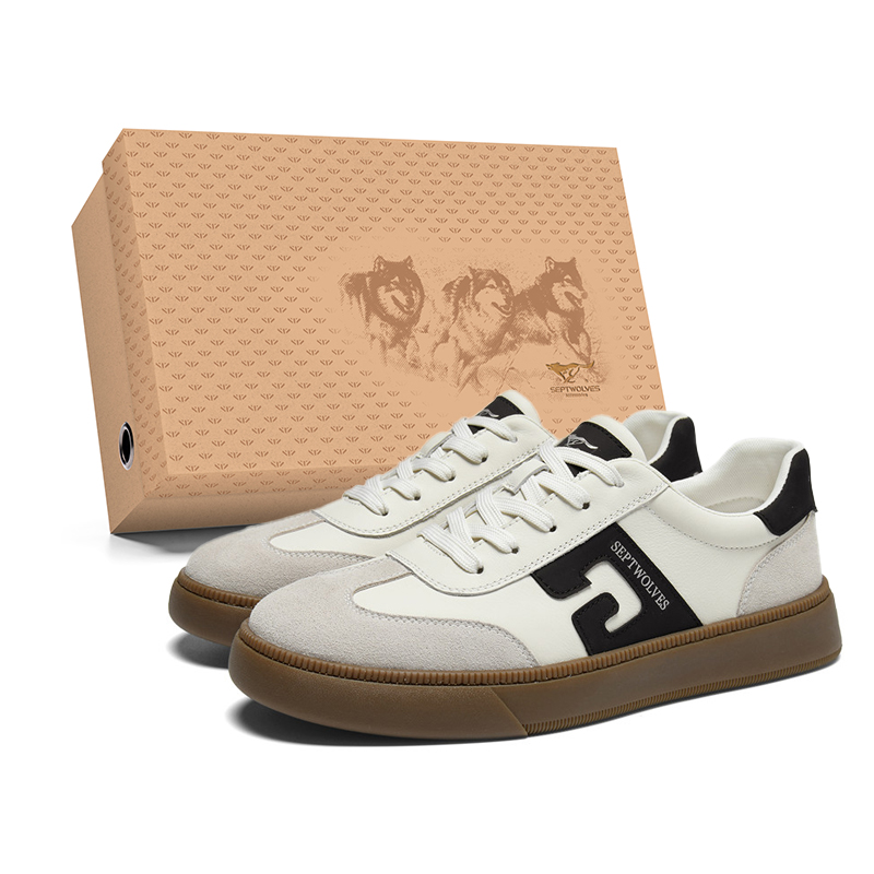 

SEPTWOLVES Мужские низкие скейтерские кеды белые, цвет White (Standard Leather Shoe Size)