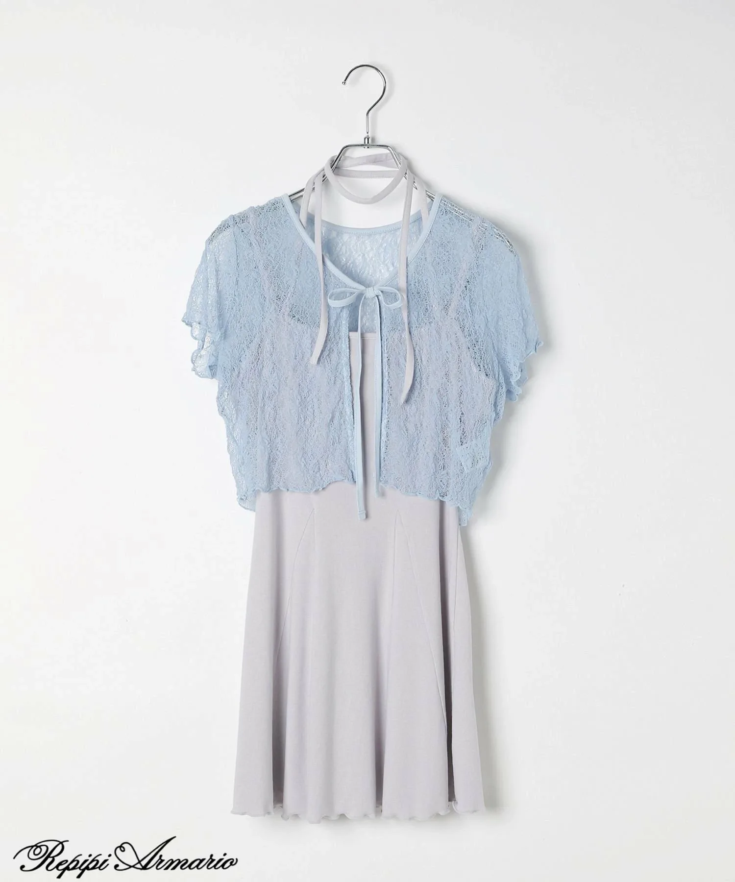 Кардиган с кружевом и платье-комбинация Repipi armario, Sax Blue 82