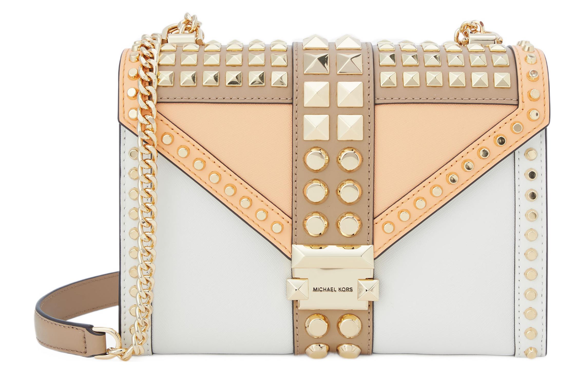 

Whitney Leather Commute Envelope Bag, Сумка через плечо Tubas Женская Дынная/Белая/Верблюжья/Мультиколор MICHAEL KORS