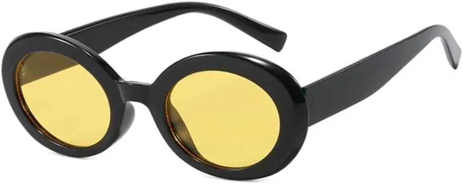 

Женские солнцезащитные очки в овальной оправе, стильные ретро-очки для активного отдыха, солнцезащитные очки с защитой от УФ-излучения UV400 UJNHGQ, Black Yellow