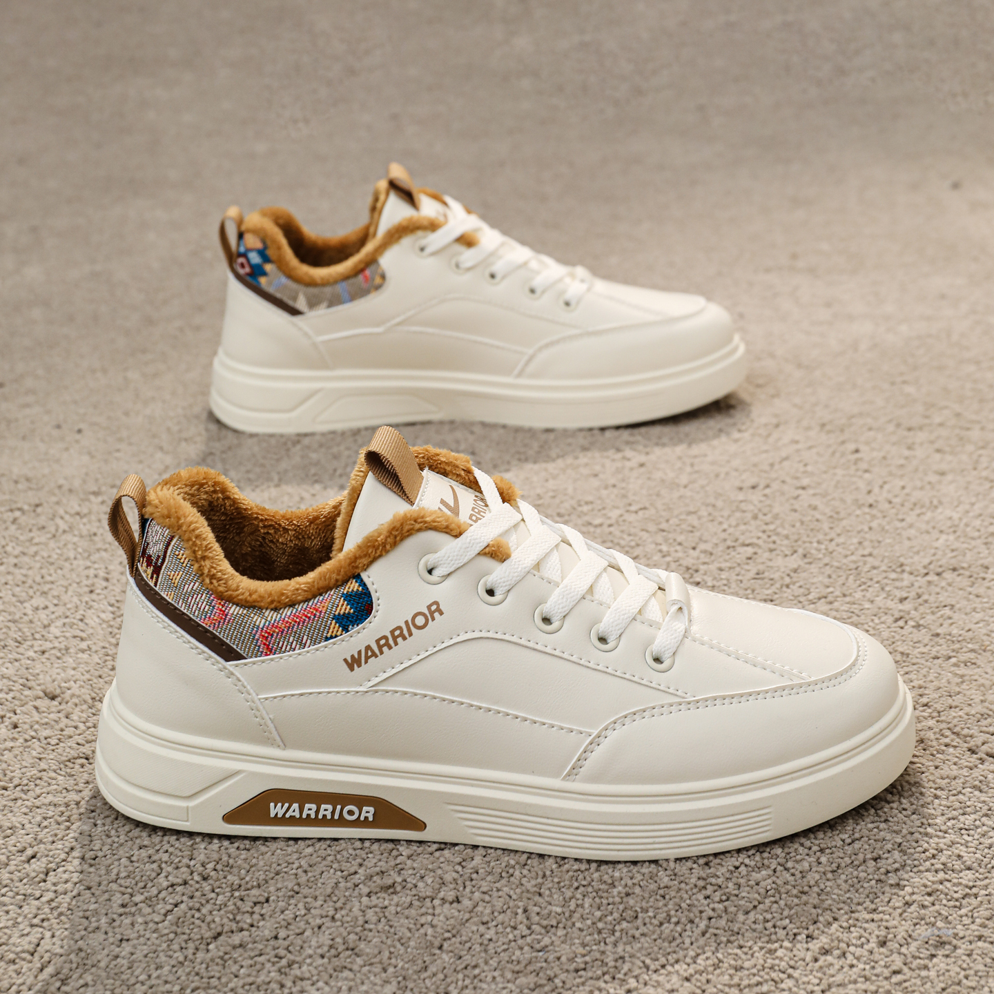 WARRIOR Зимние утепленные кроссовки White Sneakers Low top Casual Skateboard Shoes мужские — фото 4