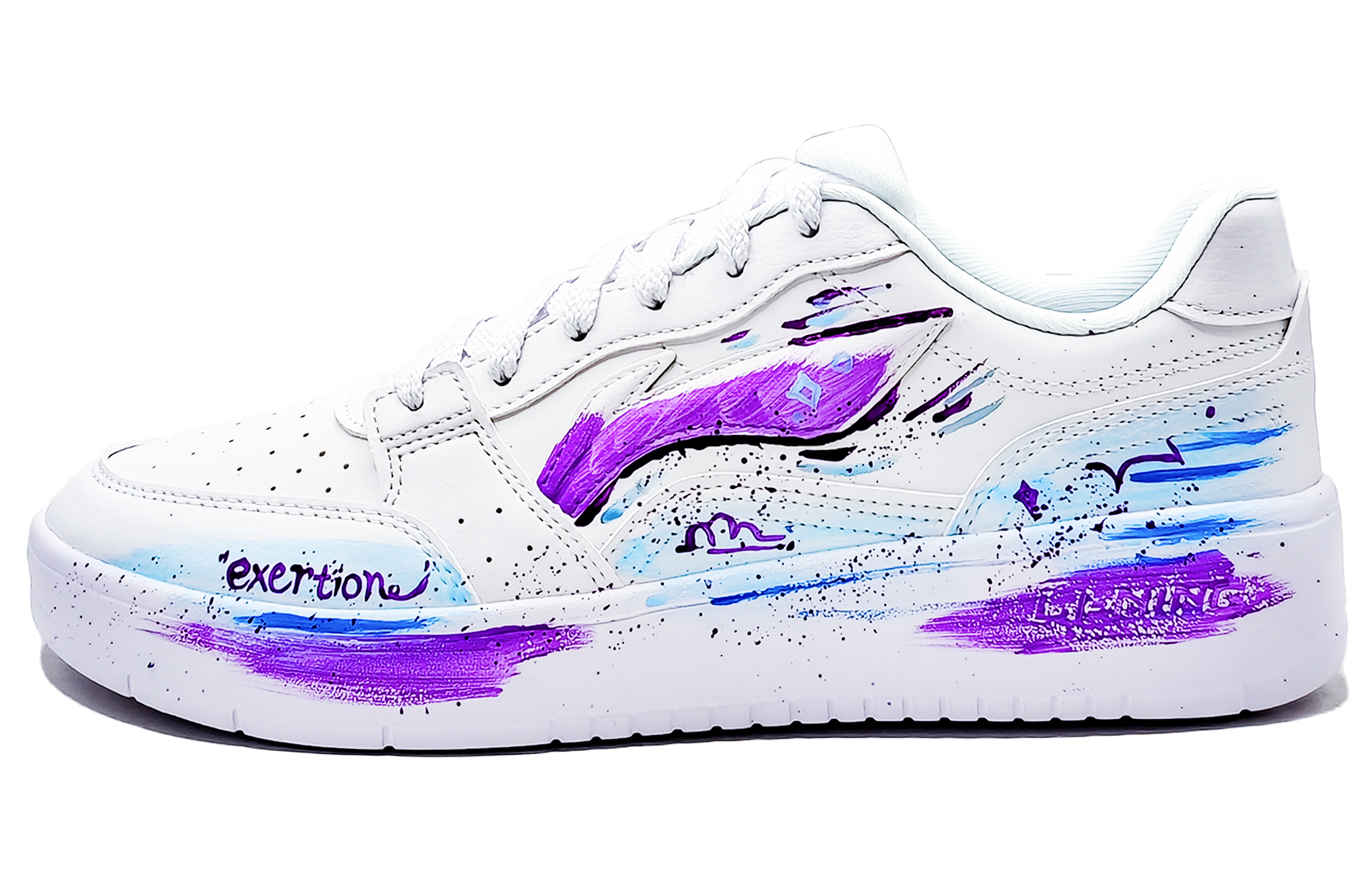 

LINING Кроссовки для скейтбординга Acer Truncatum с противоскользящей амортизацией и износостойкостью, низкие, мужские, белые, фиолетово-синие