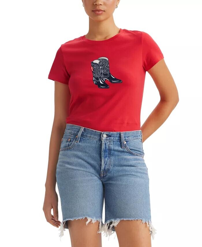 

Женская хлопковая футболка с графическим логотипом Perfect Levi's, красный