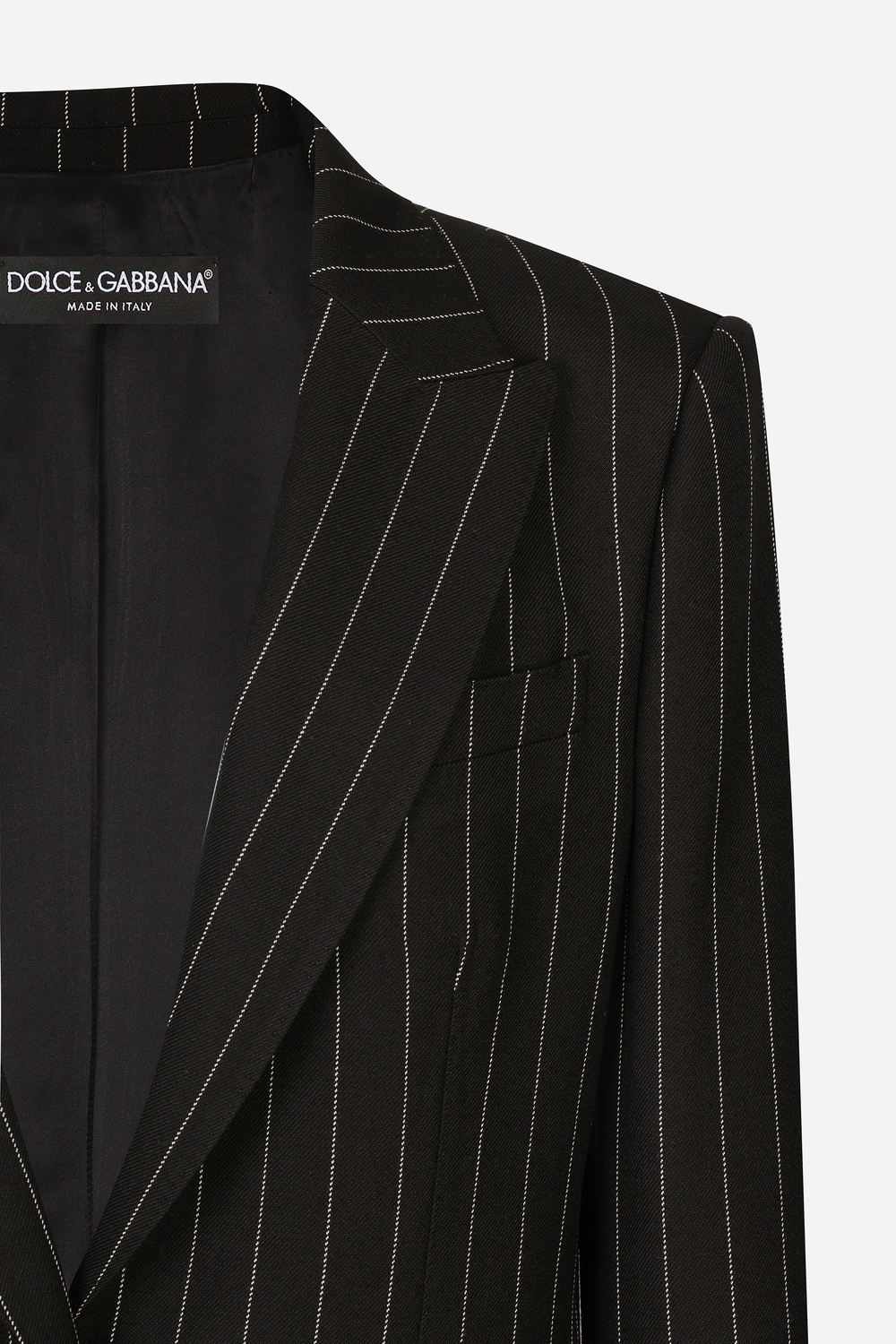 Однобортный шерстяной пиджак в полоску Dolce & Gabbana, черный — фото 3