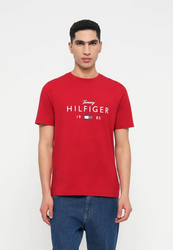 Футболка с графическим логотипом, круглый вырез, принт. Tommy Hilfiger, Medium Red