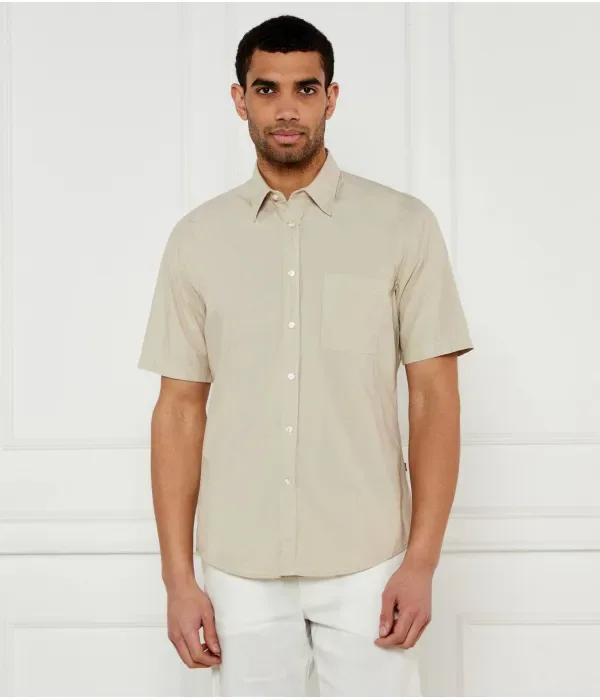 Элегантная рубашка_6-короткий_М regular fit Boss Orange, бежевый