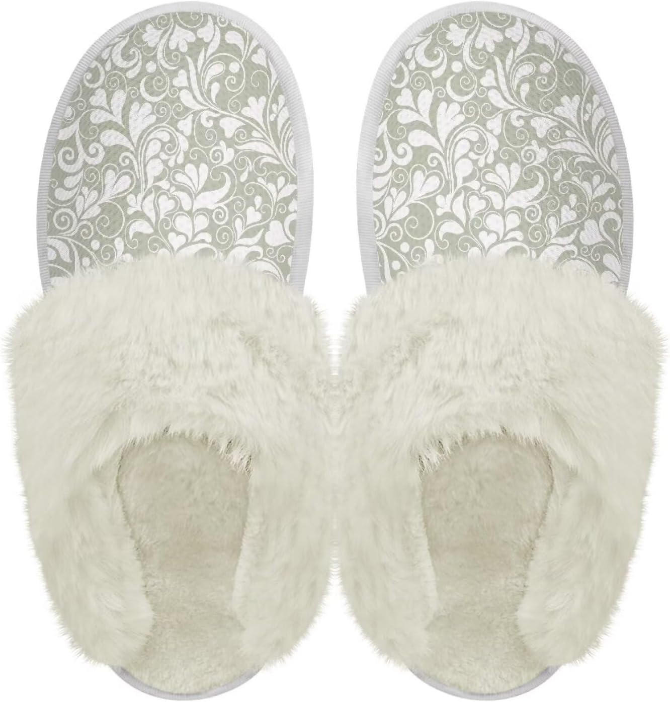 

Хлопковые тапочки с пушистыми краями, домашние тапочки для дома и улицы, хлопковые тапочки унисекс Pjheqoxe, Heart Pattern