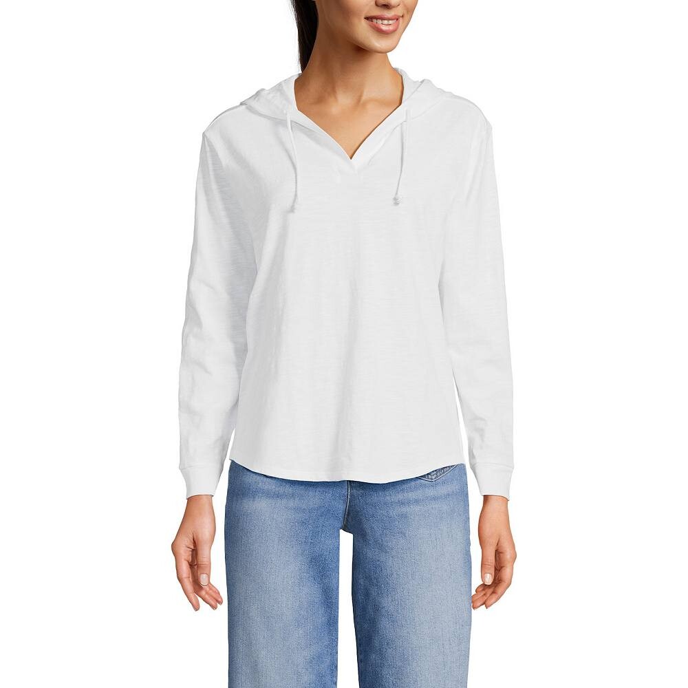 

Женская толстовка с капюшоном Lands' End Slub Popover, белый