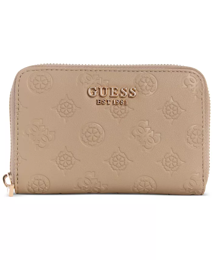 

Кошелек Phoebe Logo Zip Around с молнией по периметру GUESS, коричневый/бежевый