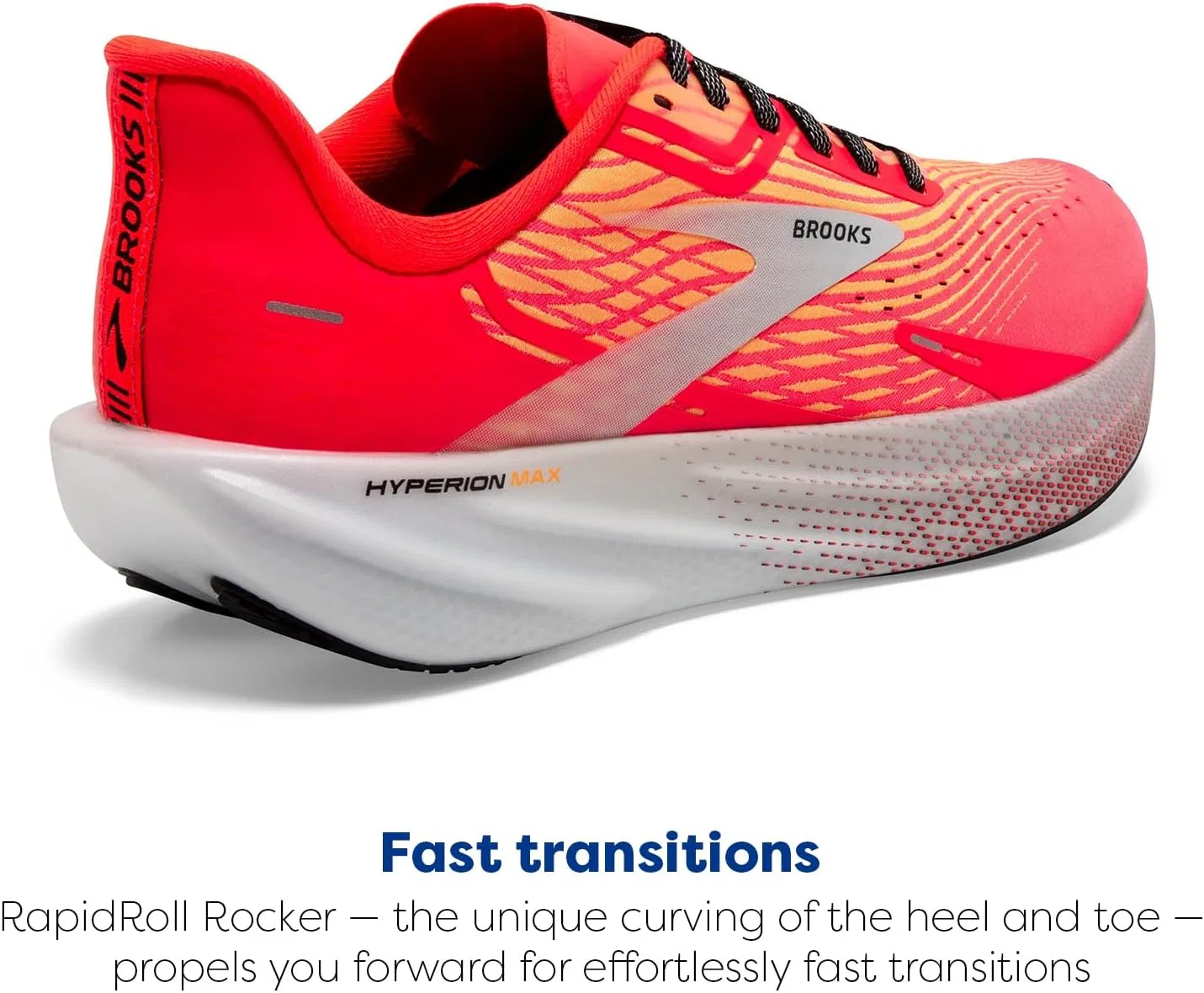 Мужские беговые кроссовки Brooks Hyperion Max, Fiery Coral Orange Pop Blue — фото 3