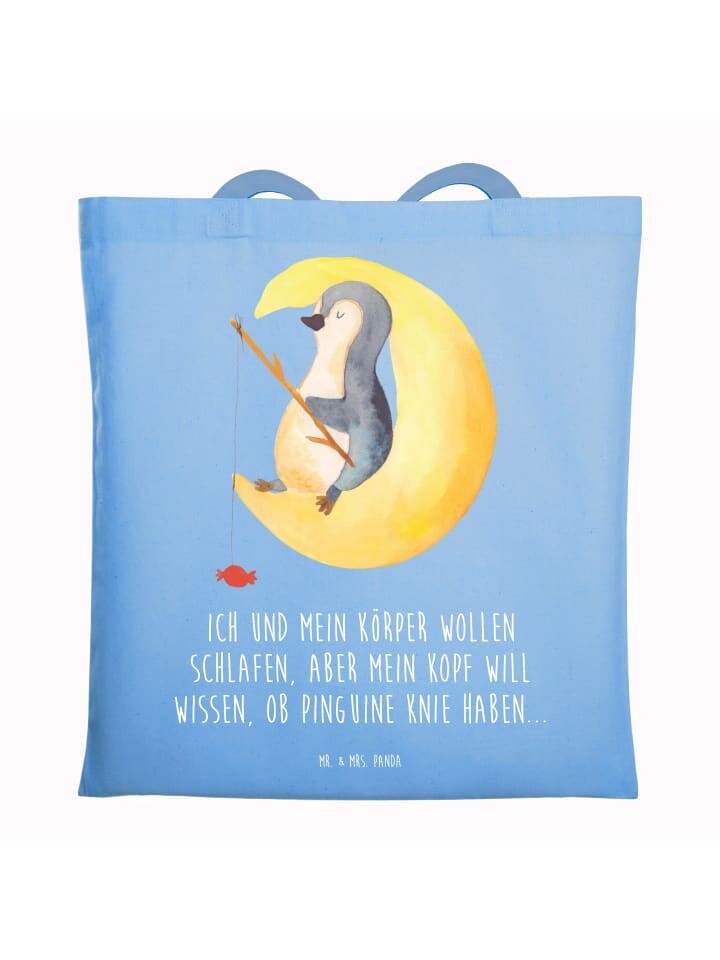 

Сумка Mr. & Mrs. Panda Tragetasche Pinguin Mond mit Spruch, небесно-синий