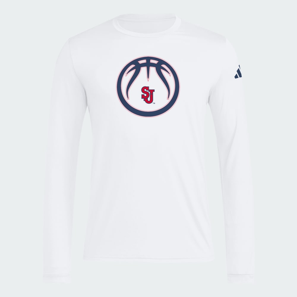 

Футболка Adidas St. John's Basketball Long Sleeve Tee, цвет White/Ncaa-Stj-733
