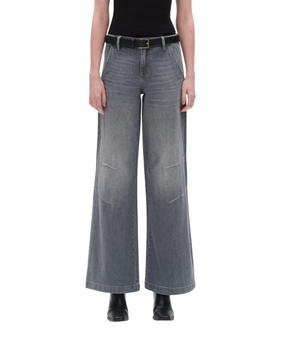 

Женские ретро-джинсы средней посадки с широкими штанинами, с эффектом потертости BAYEAS, Retro washed gray