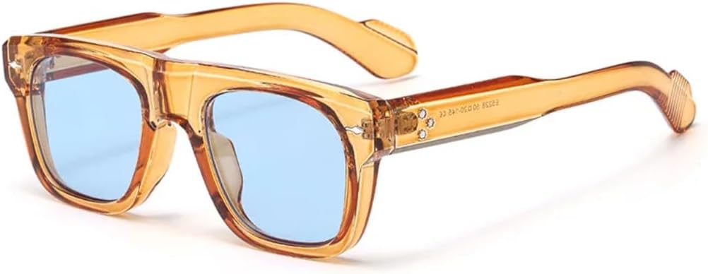 

Популярные модные женские солнцезащитные очки в стиле ретро с прозрачными линзами цвета океана, защита от УФ-излучения UV400, леопардовый принт, мужские очки с заклепками, панк-стиль UUPTTPL, Orange Blue