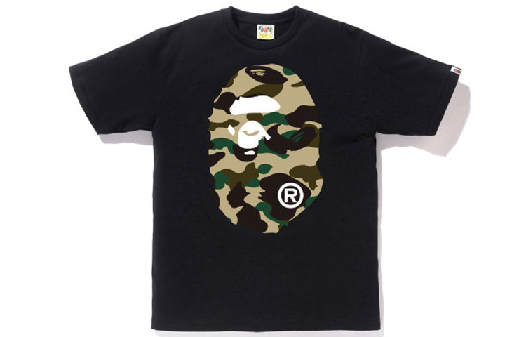 Футболка Bape Reflector 1st Camo Big Ape Head Tee A BATHING APE, черно-зеленая — фото 2