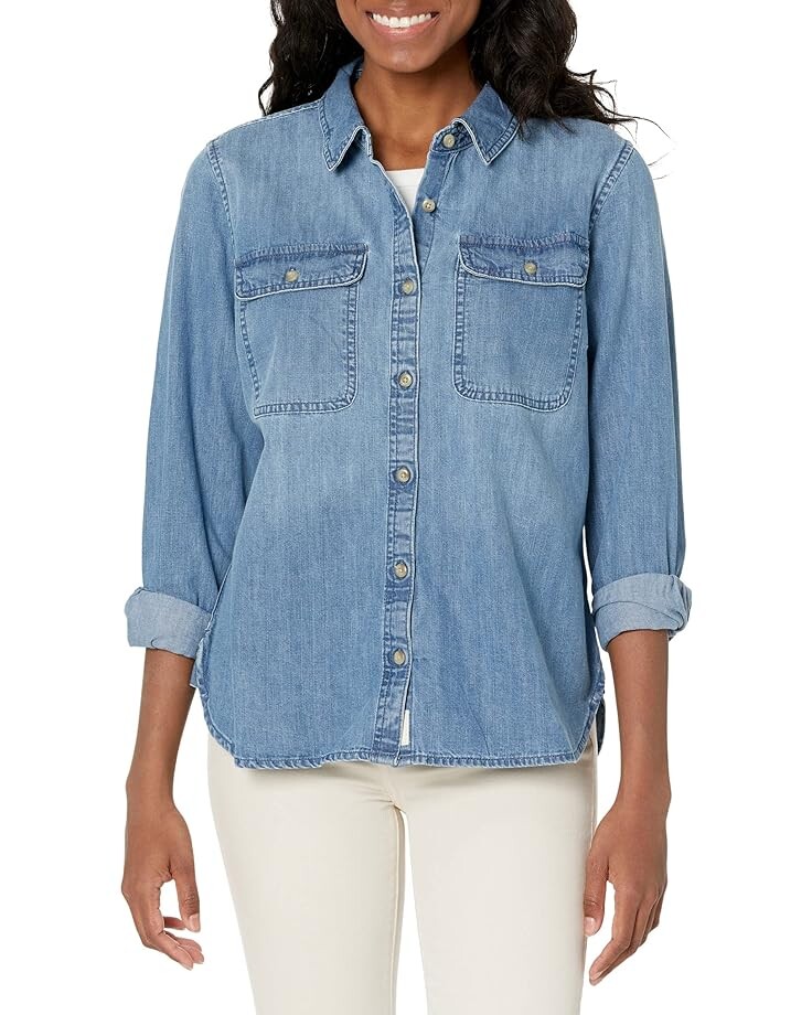 

Рубашка L.L.Bean Petite Heritage Washed Denim Shirt Long Sleeve, цвет Light Indigo