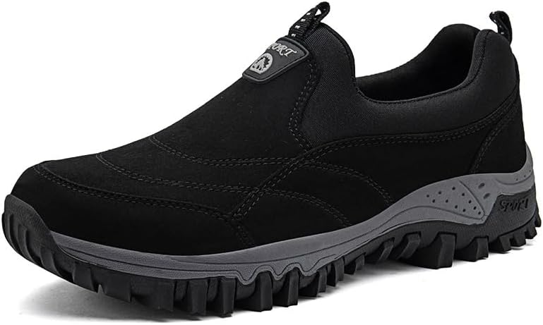 

Мужские удобные прогулочные кроссовки без шнурков для активного отдыха, легкие туристические кроссовки для походов и прогулок на природе Qacksv, черный