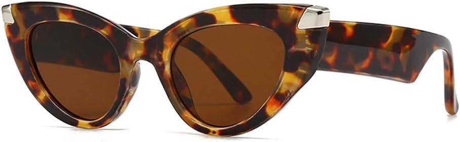 

Солнцезащитные очки «кошачий глаз» из металла, модные женские, с улучшенными солнцезащитными линзами для использования на открытом воздухе и на пляже, с зеркальным покрытием, защита от ультрафиолета UV400 TYUVIVO, Leopard