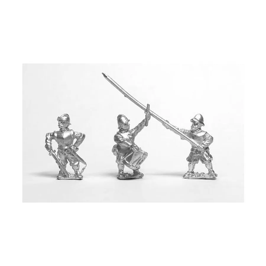 

Командный набор — офицер, знаменосец и барабанщик, Late Medieval-Early Renaissance - Foot Infantry (15mm)
