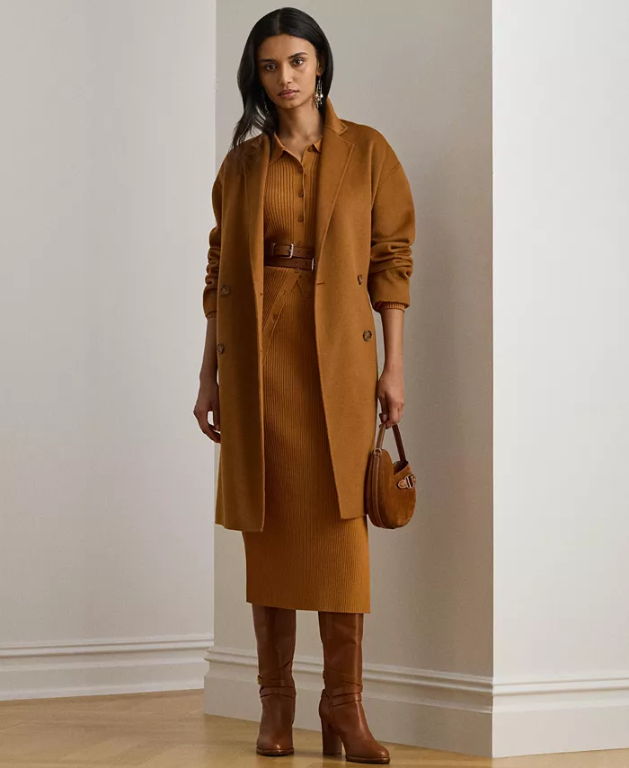 

Женская двубортная куртка Face-Dawley из смесовой шерсти Lauren Ralph Lauren, коричневый