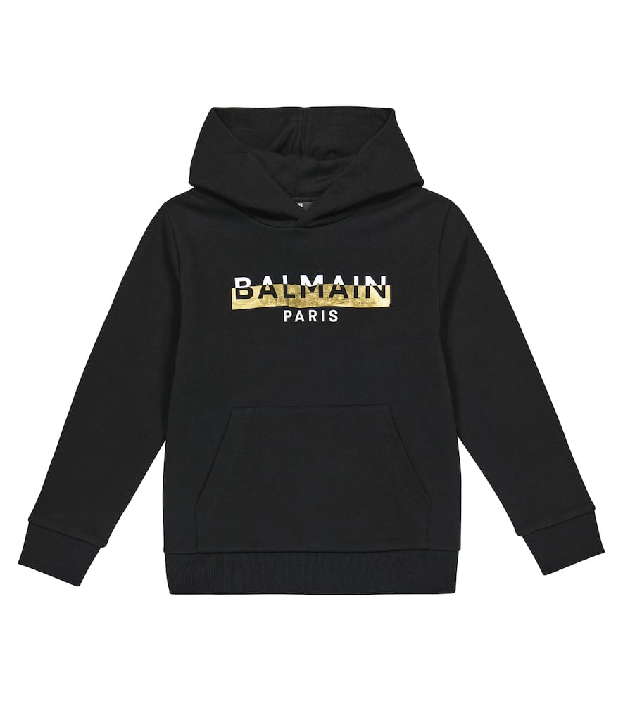 

Хлопковый худи с логотипом Balmain Kids, 930-Nero