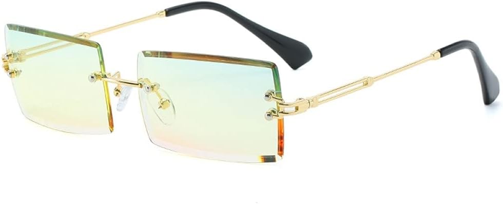 

Модные маленькие прямоугольные солнцезащитные очки для женщин, без оправы, квадратные солнцезащитные очки, летний стиль, защита от УФ-излучения UV400, зеленые и коричневые generic, C7