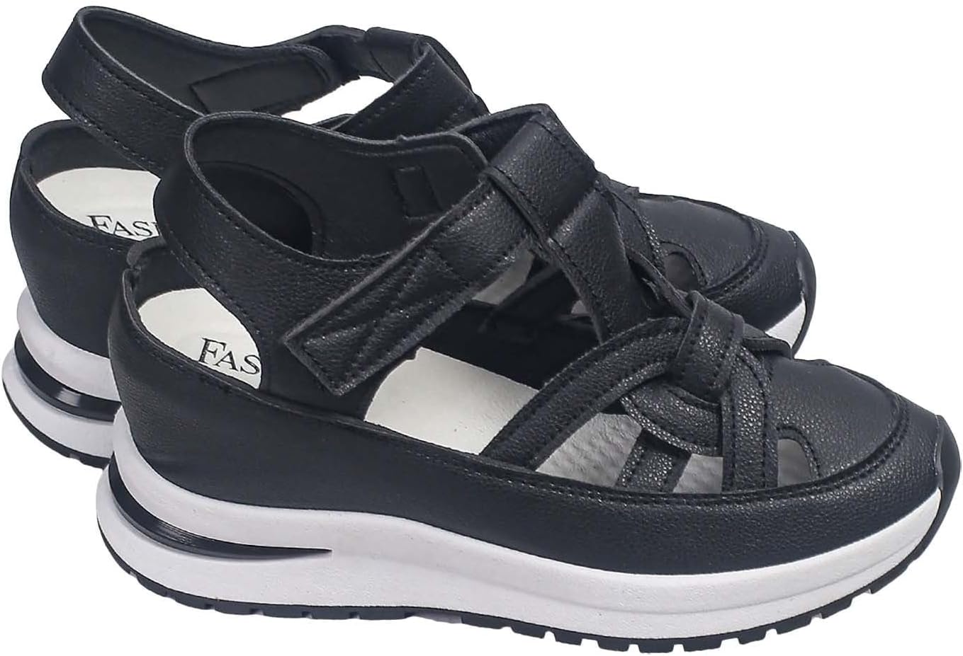 

Женские сандалии с закрытым носком, праздничные летние пляжные сандалии в стиле бохо с ремешком на щиколотке, гладиаторские сандалии, повседневные женские сандалии на платформе, удобные сандалии с ремешками, обувь широкой посадки Kvotuu, черный