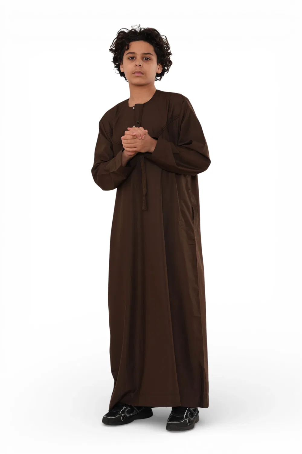 Arabic Thobes Коричневый марокканский халат Джубба для мальчиков для мальчиков Джеллаба Рамадан Ид Тобе - K-HM11 — фото 3