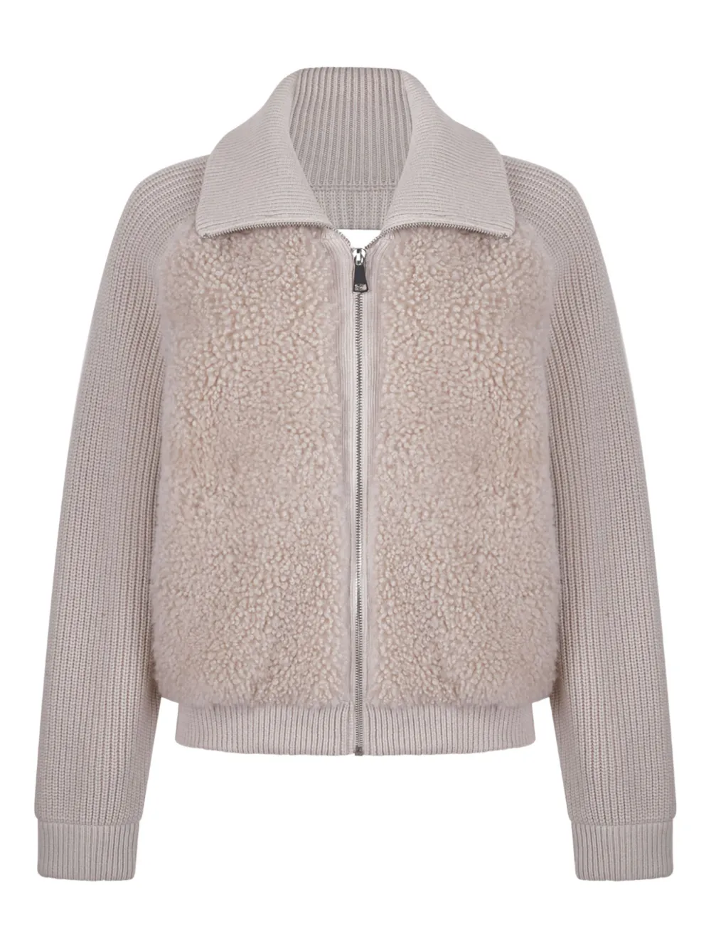 

Кардиган на молнии с вставками из овчины Antonio Arnesano, светло-бежевый