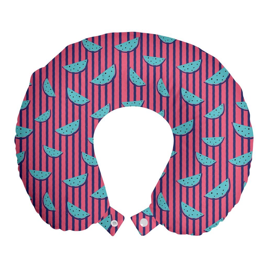 

ABAKUHAUS Abstract Travel Pillow Подушка для шеи, арбуз и вертикальные полосы, пенопластовые дорожные принадлежности для самолета и автомобиля, 30x30 см, сушеная роза цвета морской волны