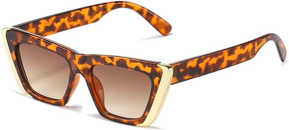 

Популярные модные солнцезащитные очки «кошачий глаз» для женщин, прозрачные градиентные очки с защитой от УФ-излучения UV400, ретро-очки для мужчин с контрастными цветами generic, Leopard Tea