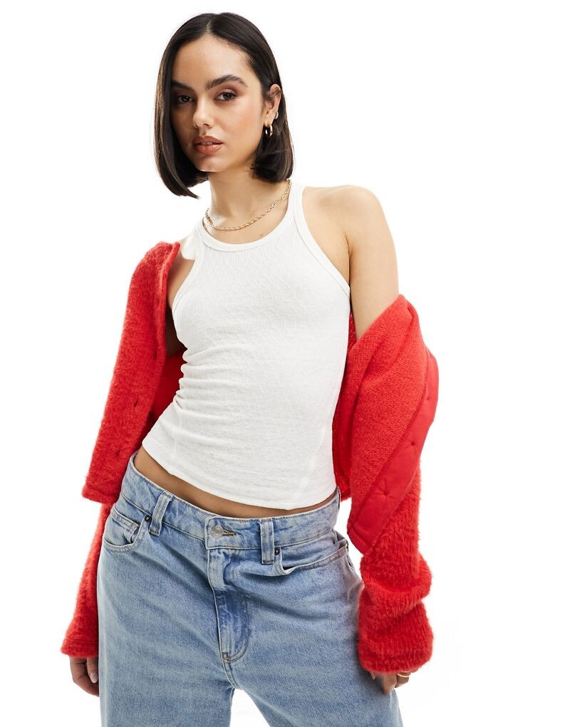 

Cotton On – белая футболка свободного кроя из ткани пуантелле Cotton:On