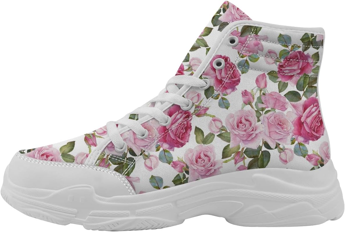 

Кроссовки Rose High Top для женщин, тканевые платформы с цветочным узором на шнуровке, подарки для мамы или жены Generic, белый