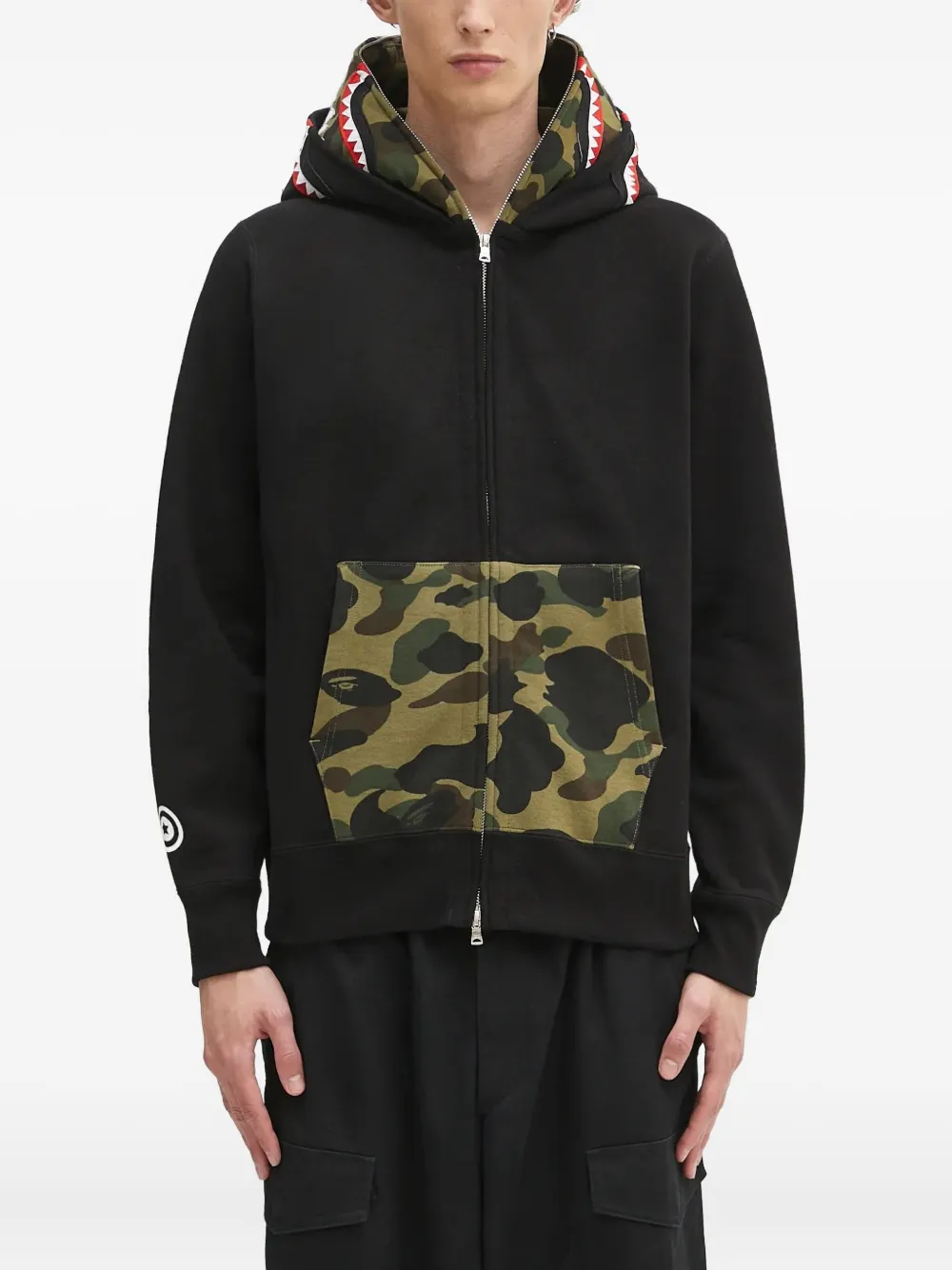 

Худи на молнии с принтом A BATHING APE, черный