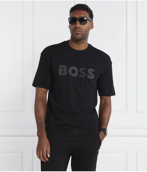Футболка с изображением лотоса Regular fit Boss Green, черный — фото 3
