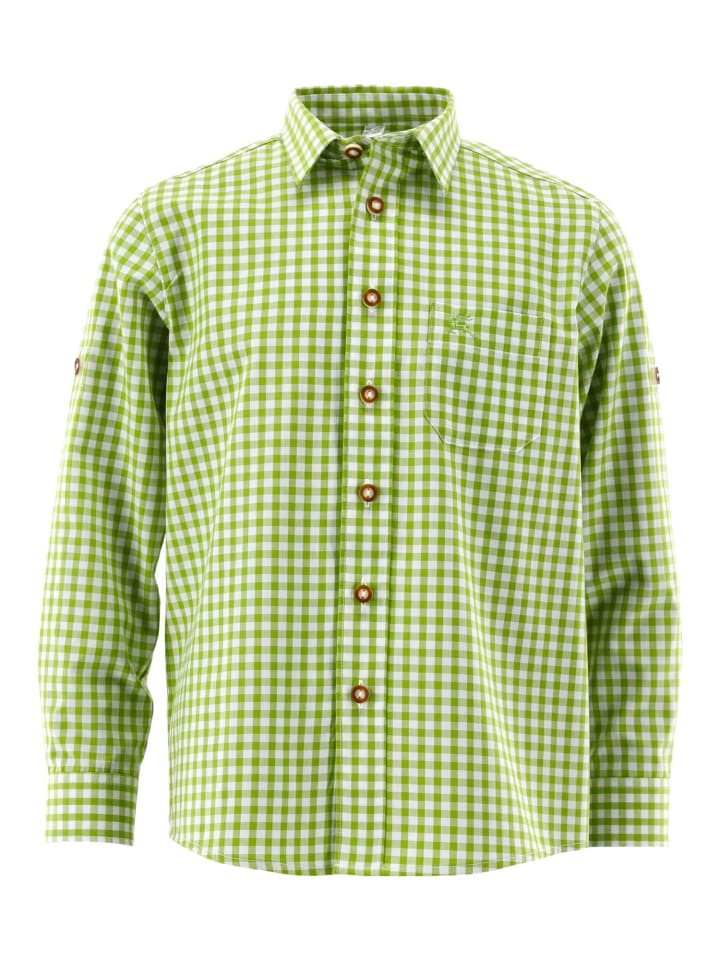 

Детская традиционная рубашка Лафоа ярко-зеленого цвета OS-Trachten