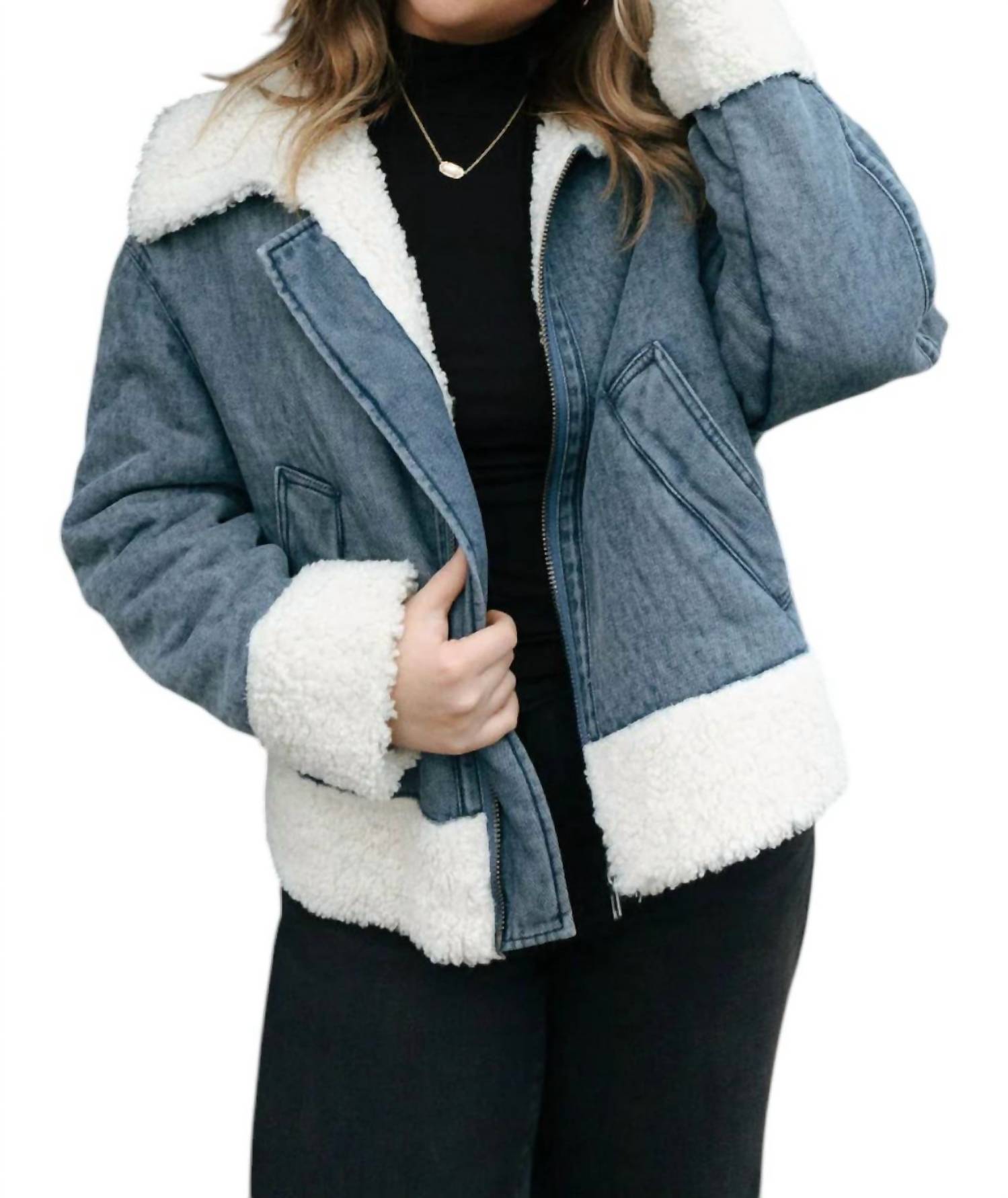 

Куртка из шерпы в джинсовой ткани MIOU MUSE, цвет denim
