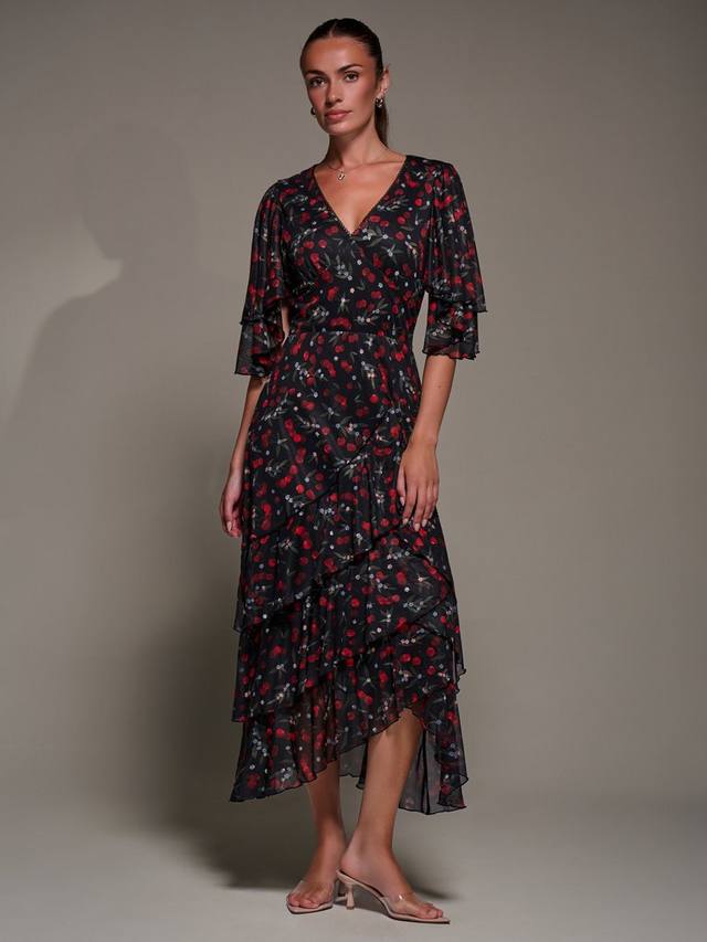 

Платье с рюшами и сеткой Jolie Moi, Red Cherry