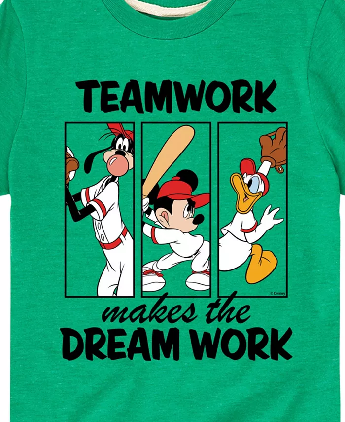 Футболка с принтом "Teamwork Makes The Dream Work" для мальчиков Toddler Disney, зеленый — фото 3