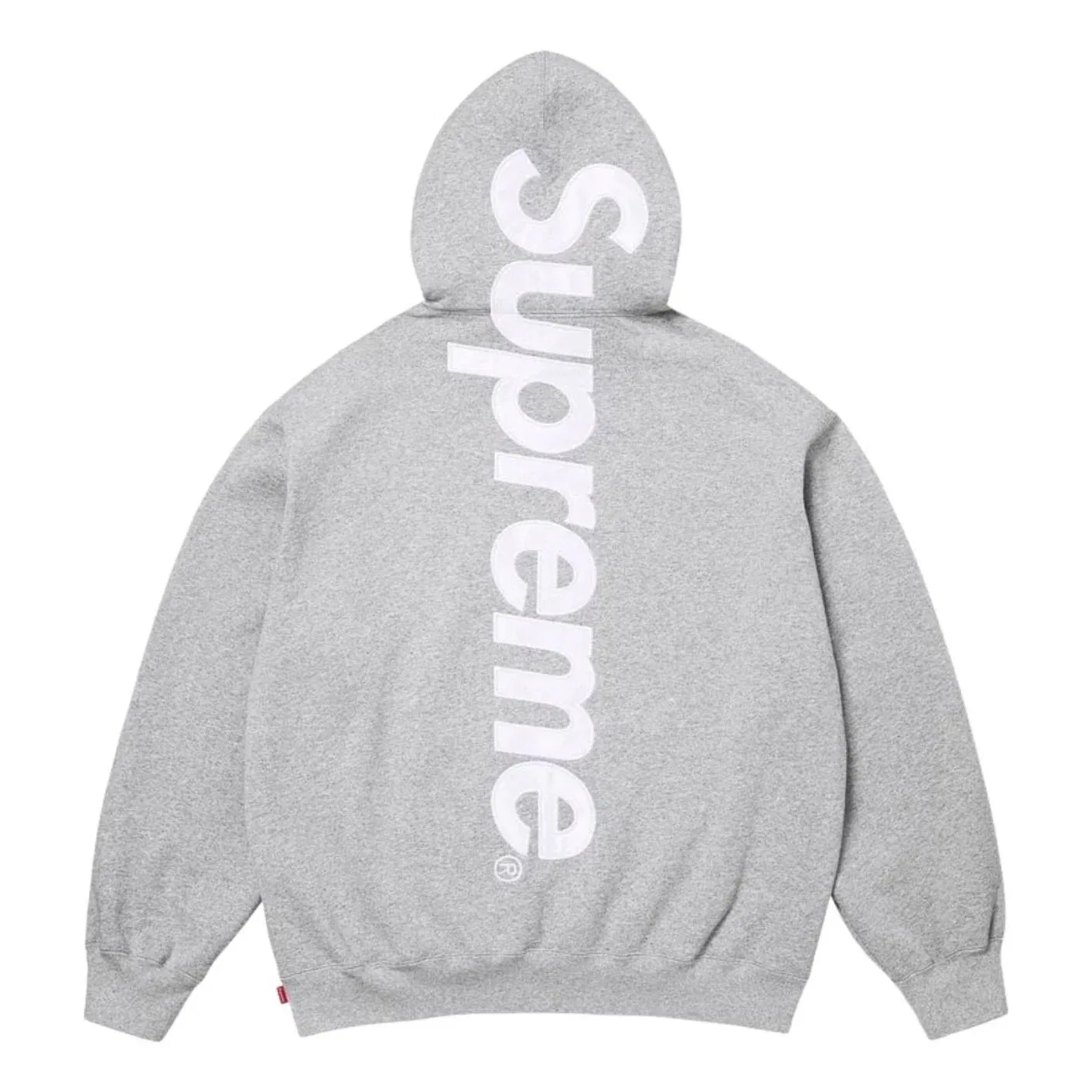 Толстовка Supreme SS26 с капюшоном и аппликацией из атласа, цвет «серый меланж» SUP-SS26-191-GRY