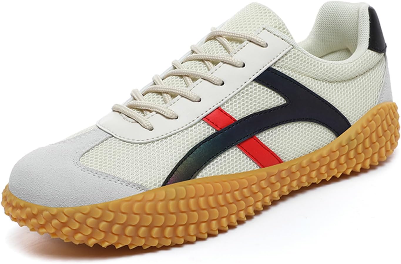 

Мужские и женские кроссовки с нулевым перепадом - ретро беговые кроссовки, нескользящие сетчатые кроссовки, легкая минималистичная обувь для повседневной ходьбы Ihinzry, Cream