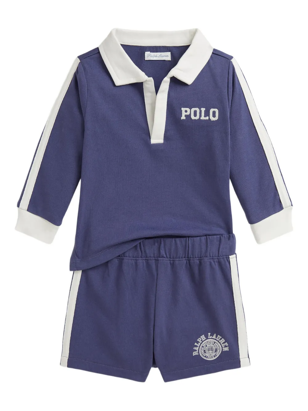 

Комплект из топа и шорт с вышитым логотипом POLO RALPH LAUREN KIDS, синий