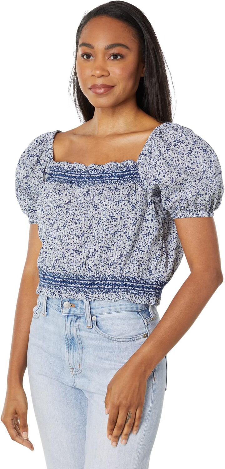 

Топ Madewell Jeanette Top in Florentine Floral, цвет Glassware Blue