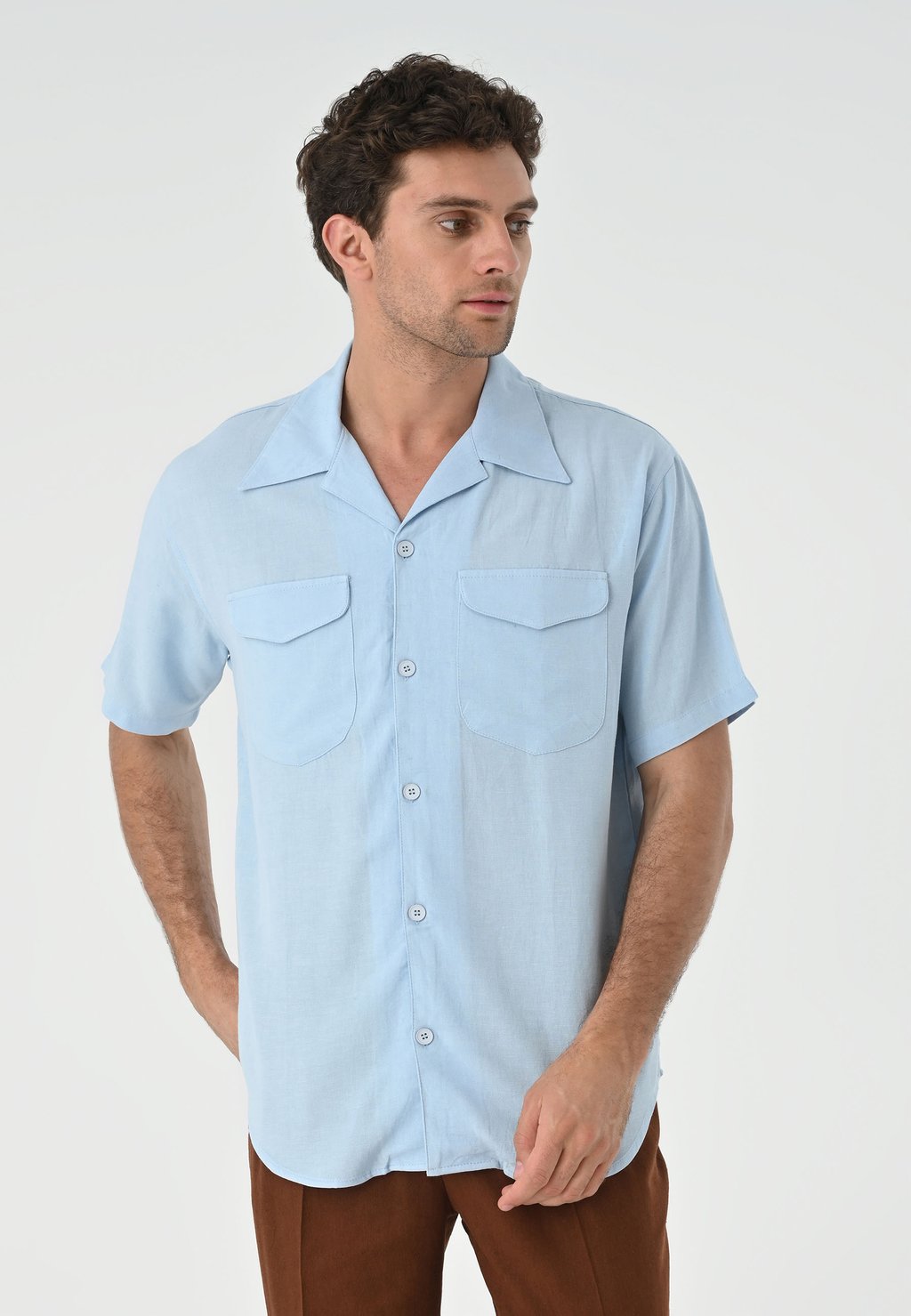 

Рубашка Lapel Collar Short Sleeve Antioch, синяя