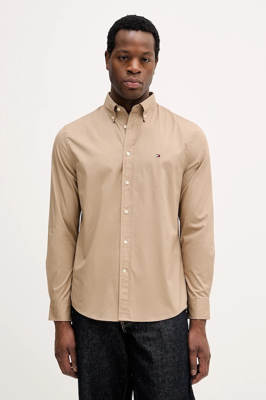 

Хлопковая рубашка Tommy Hilfiger, бежевый