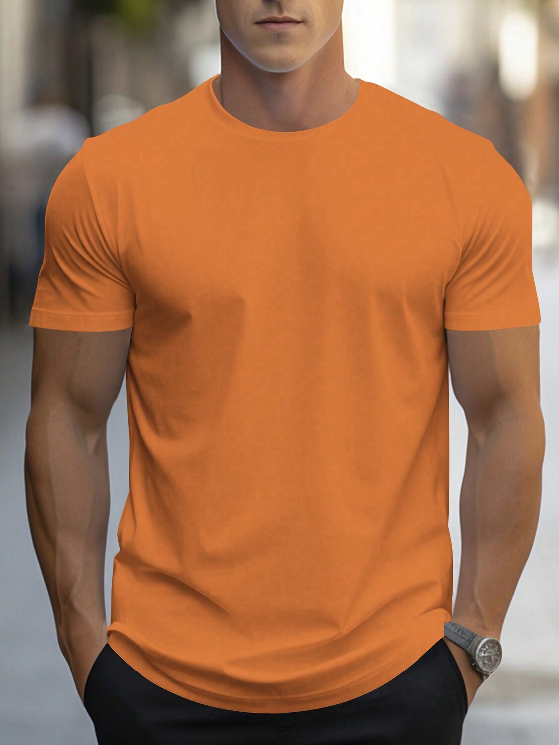 

Мужская футболка Manfinity Homme, однотонная, с коротким рукавом, оранжевый цвет