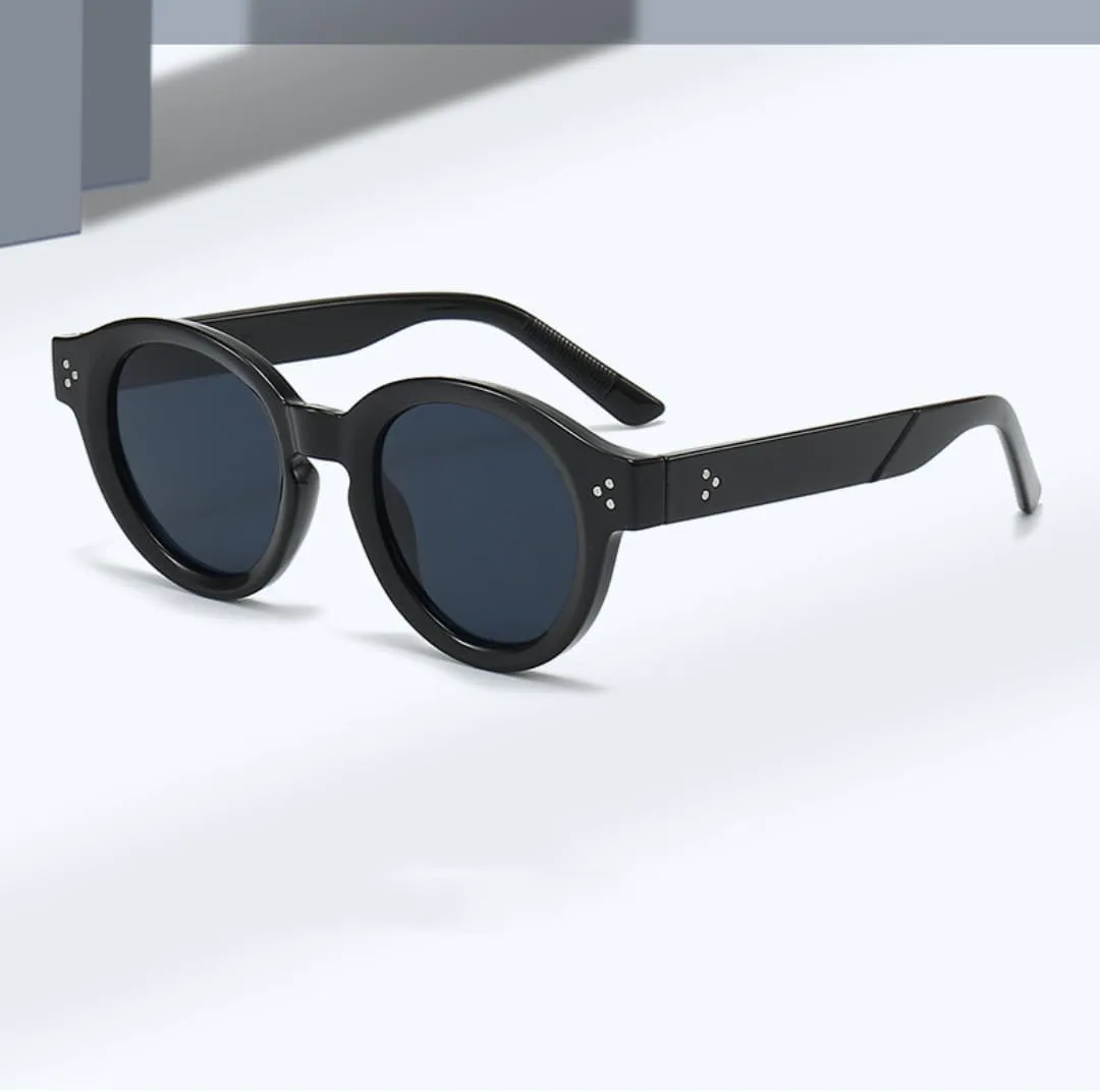 

Классические круглые солнцезащитные очки для женщин и мужчин, с линзами цвета чая, винтажные, с заклепками, защита от УФ-излучения UV400 HHZZYVY, Tyj75-4